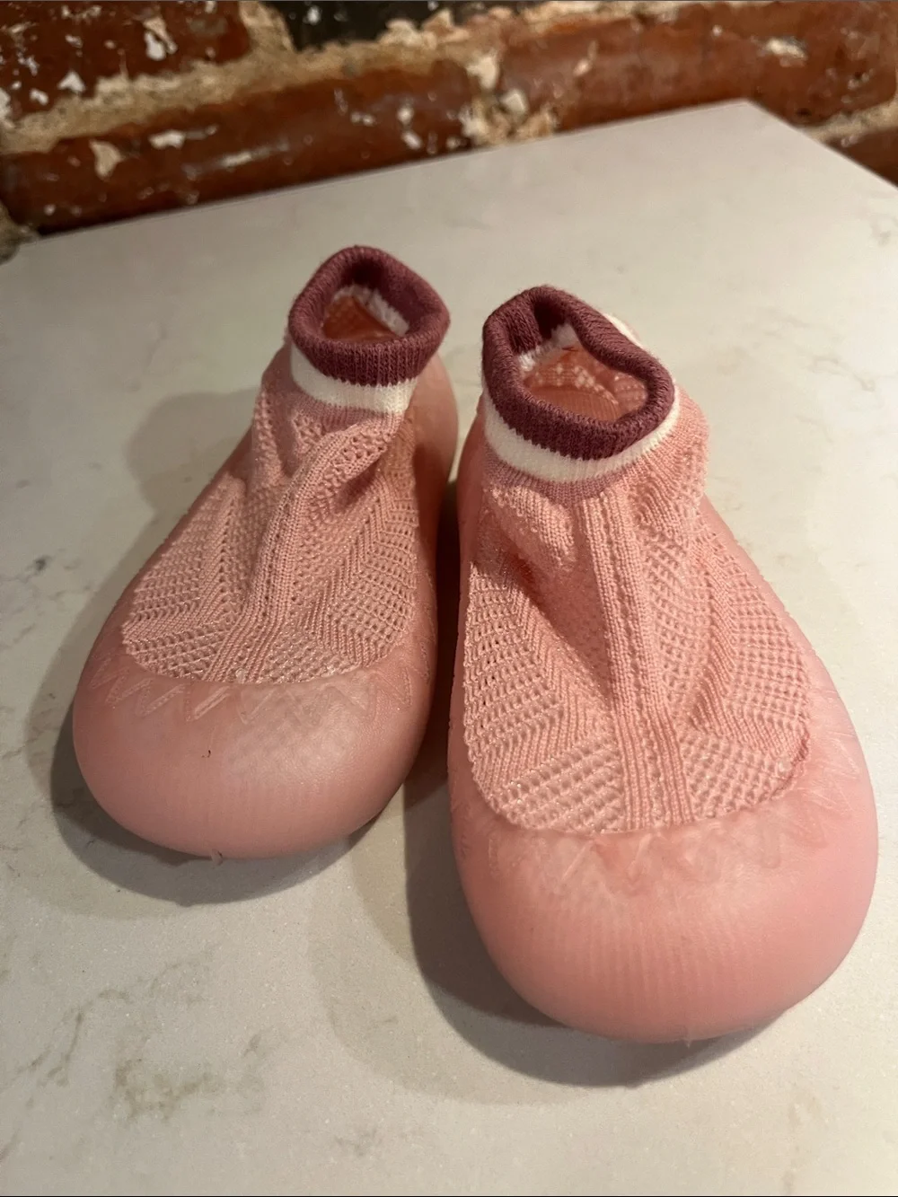 Kids Pink Slip-On Water Shoes with Elastic Ankle 1-2 years